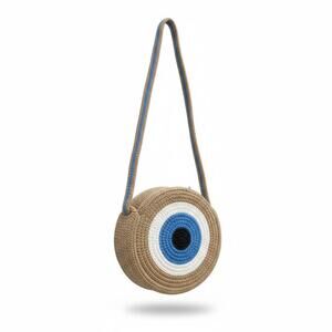 EVIL EYE WOVEN ROUND CROSSBODY BAG